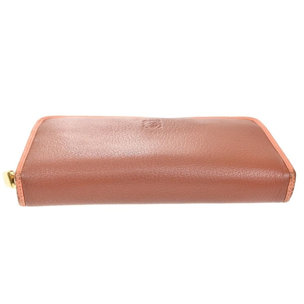 LOEWE Anagram Zipper Around Long Wallet Leather Brown Pink GHW Spain 31KB947 - Picture 6 of 14